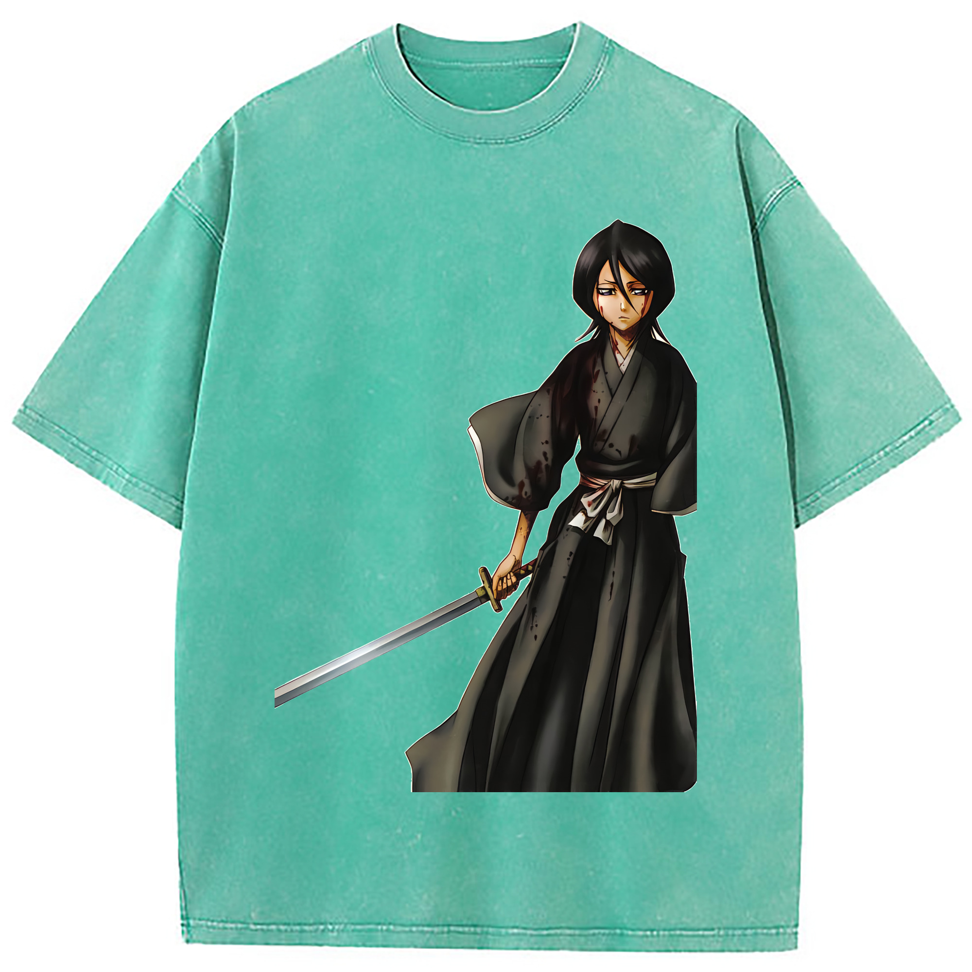 （画像用） ブリーチ 朽木ルキア BLEACH Kuchiki Rukia 綿100% ヴィンテージ風 半袖Tシャツ（フロントプリント）